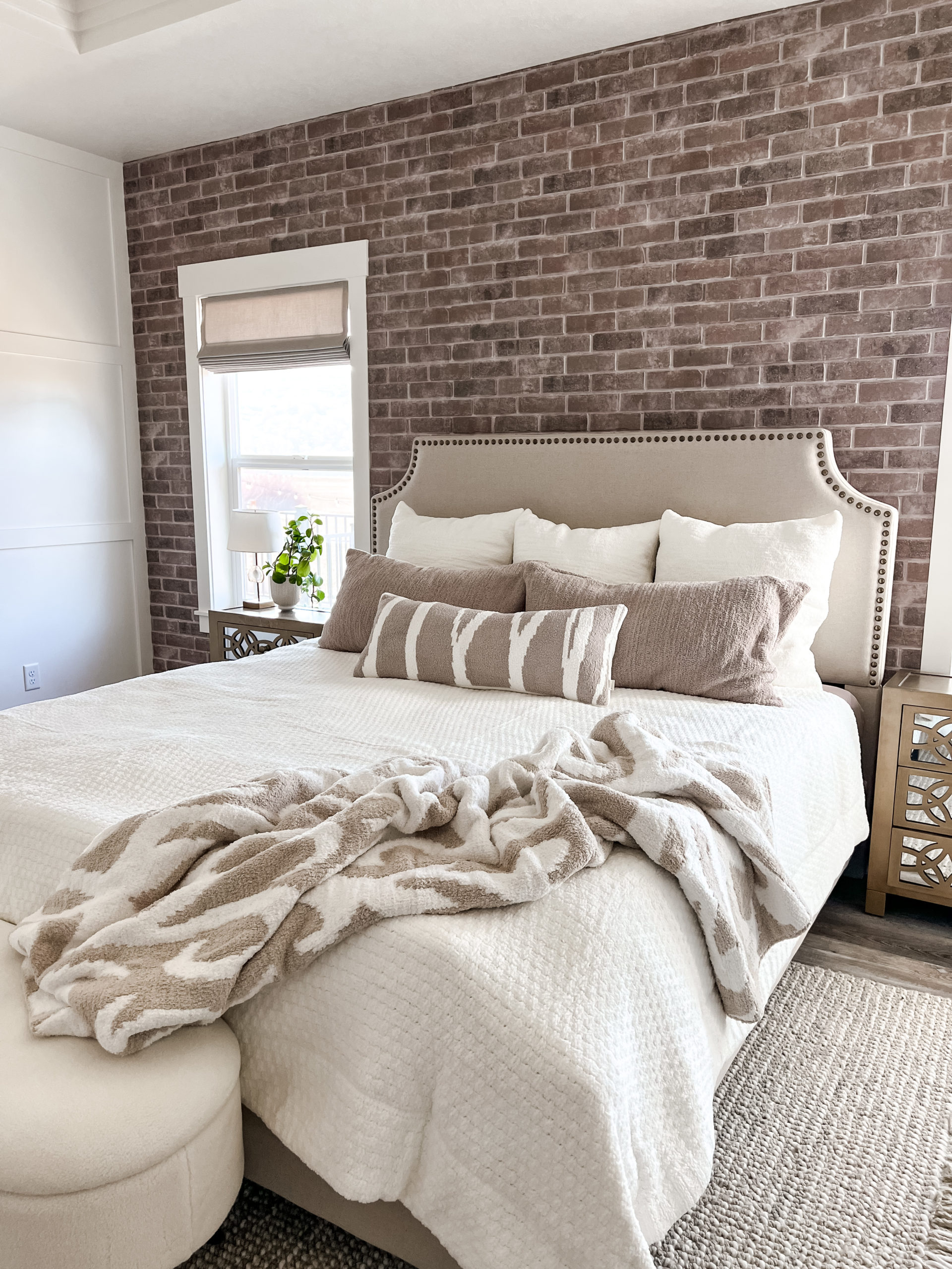 Faux Brick Wall Bedroom Makeover